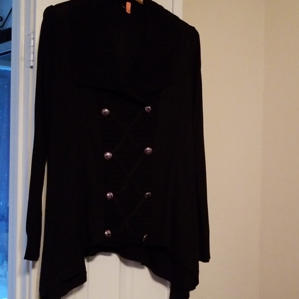 Military style black sweater